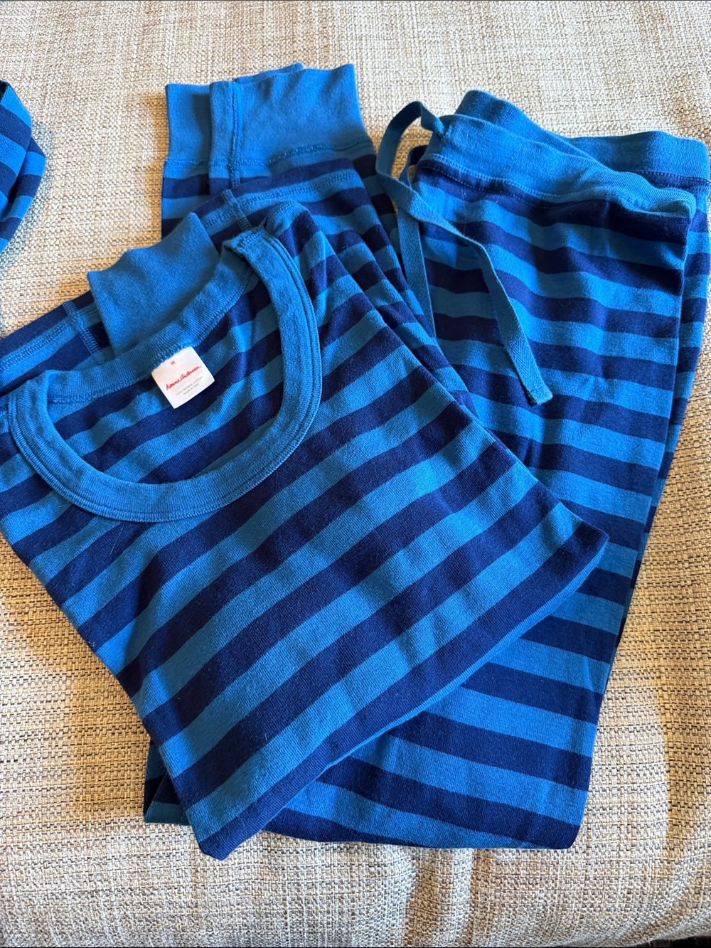 Hanna Andersson Blue and Navy Striped Kids Pajama Set - Picture 3 of 5